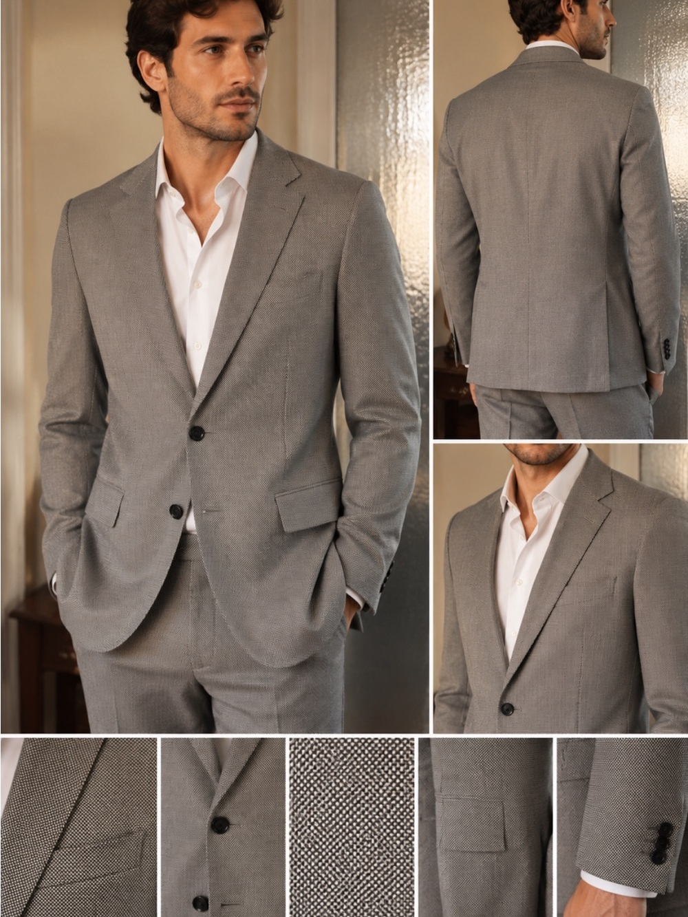 Men's Textured Gray Sport Coat - Classic Two-Button Blazer